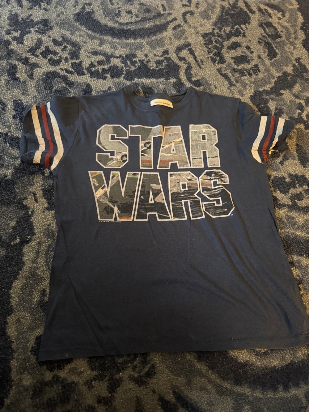 GAP X Junk Food Navy Star Wars Short Sleeve Tee with Striped Sleeves